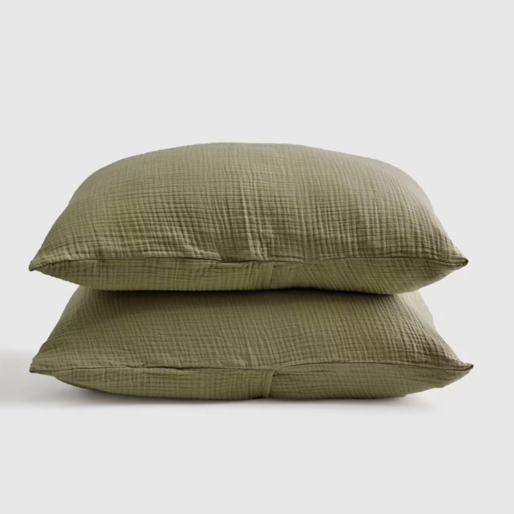 NWT Organic Airy Gauze Sham Set King Olive 2830